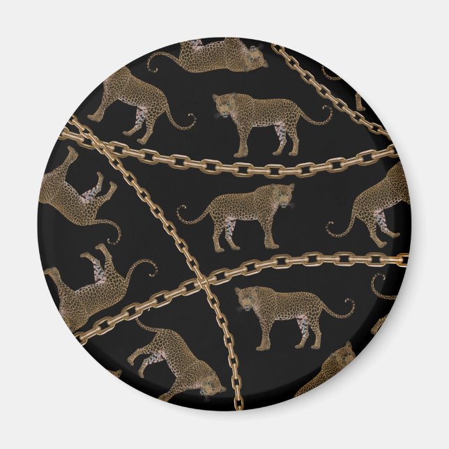 Imã glamour do ouro lepard cheetah (Frente)