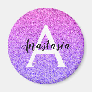 Imã Glamour Feminino Ombre Roxo Brilho Monograma