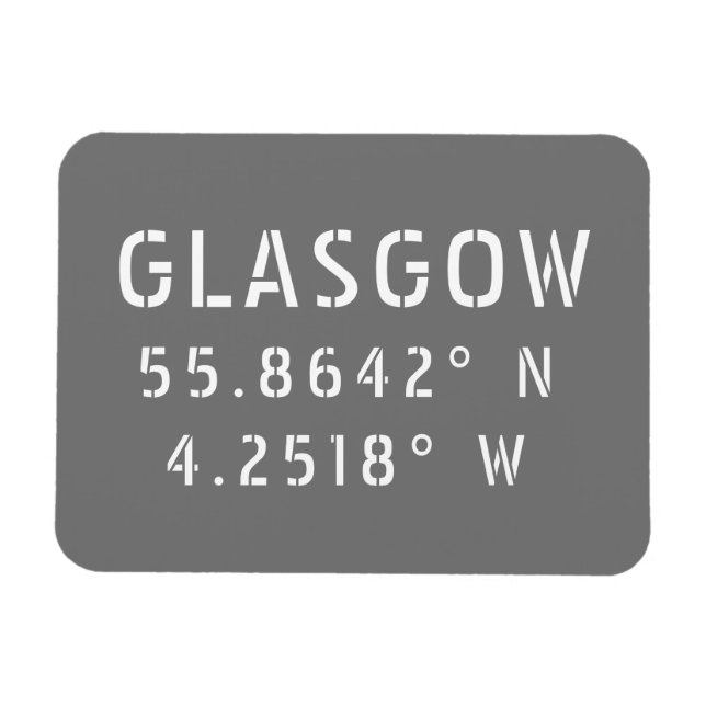 Ímã Glasgow Scotland Latitude & Longitude (Horizontal)