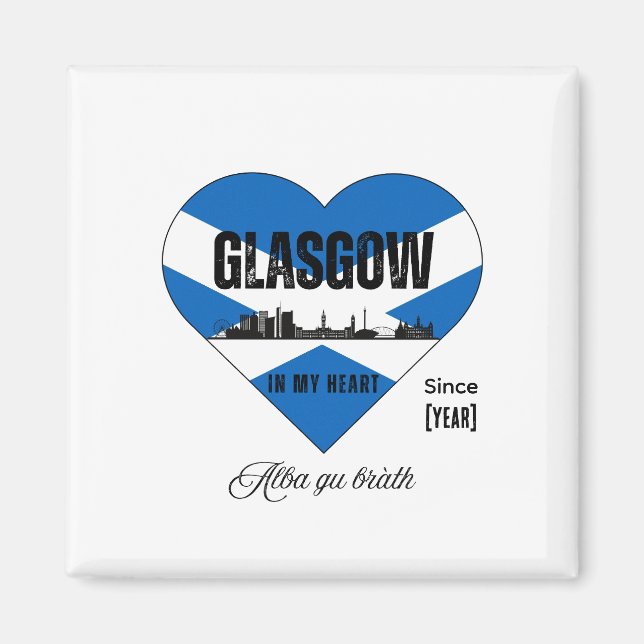 Imã Glasgow Scotland Skyline Heart - Desde [Ano] (Frente)