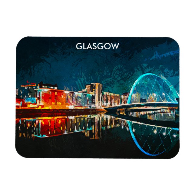 Ímã Glasgow Scotland UK Oil Paint City (Horizontal)