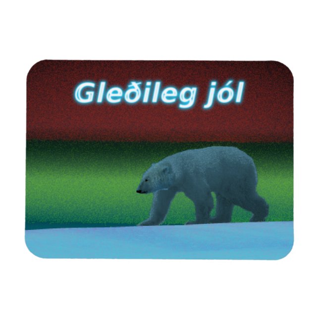 Ímã Gleðileg Jól - Urso Polar Das Luzes Polares (Horizontal)
