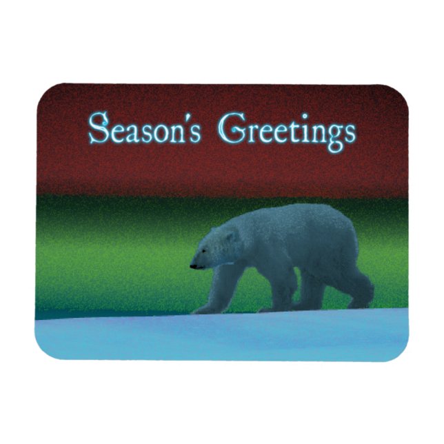 Ímã Gleðileg Jól - Urso Polar Das Luzes Polares (Horizontal)