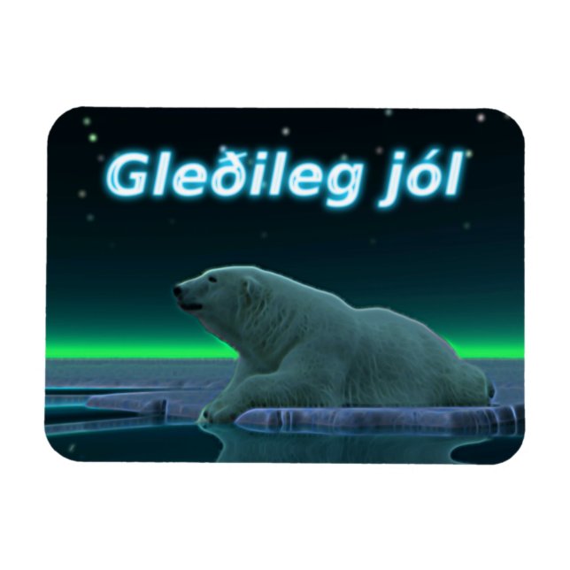 Ímã Gleðileg jól - Urso Polar de Borda do Gelo (Horizontal)