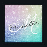 Imã Glitter Bokeh Glamorous Elegante<br><div class="desc">Personalize facilmente este elegante padrão colorido de brilho com seu nome personalizado e/ou monograma.</div>