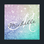 Imã Glitter Bokeh Glamorous Elegante<br><div class="desc">Personalize facilmente este elegante padrão colorido de brilho com seu nome personalizado e/ou monograma.</div>