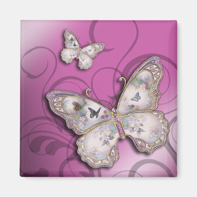 Imã "Glitter Butterflies" (lilac) por Cheryl Daniels (Frente)