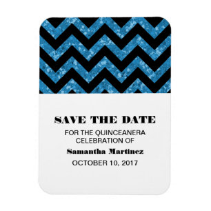 Ímã Glitter Chevron Azul Quinceañera Magnet