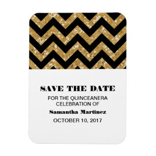 Ímã Glitter Chevron Dourado Quinceañera Magnet