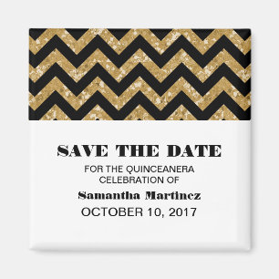 Imã Glitter Chevron Dourado Quinceañera Magnet