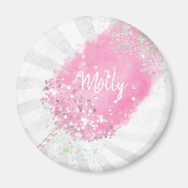 Imã Glitter de algodão doce, cinza-rosa fofinho