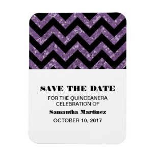 Ímã Glitter de Chevron Roxo Quinceañera Magnet