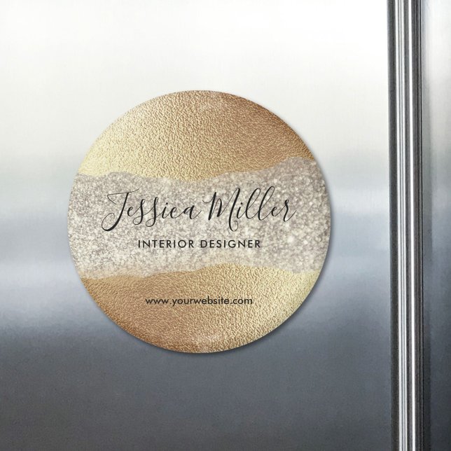 Imã Glitter de Diamante Dourado moderno Faux Foil Luxu (In situ)