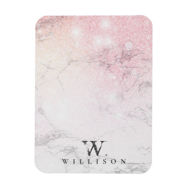 Ímã Glitter de rosa de Marble Personalizado (Vertical)