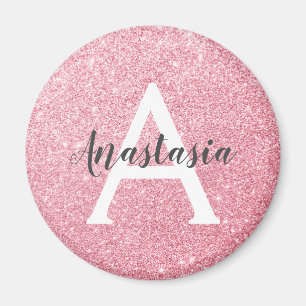 Imã Glitter Dourado Rosa de Chic e Trendy Monograma de