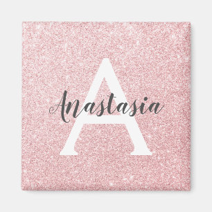 Imã Glitter Dourado Rosa de Chic e Trendy Monograma de