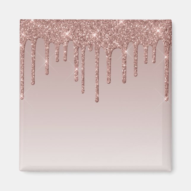 Imã Glitter líquido de rosa Dourado (Frente)