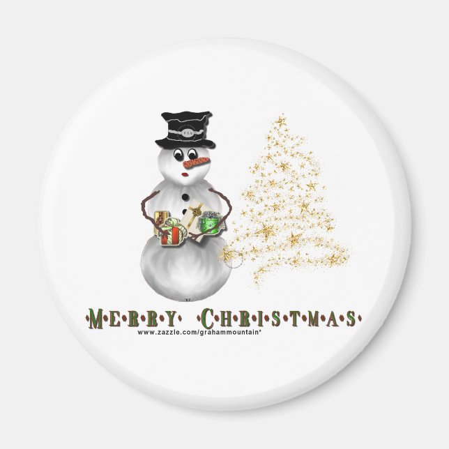 Imã Glitter N Magnet Dourado Snowman (Frente)
