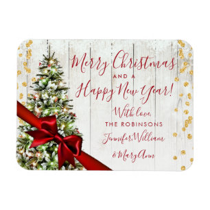 Ímã Glitter Não Fotográfico de Natal Dourado e Rúst