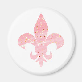 Imã Glitter Rosa e Dourado Fleur de Lis Magnet