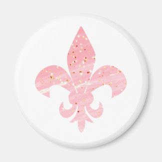 Imã Glitter Rosa e Dourado Fleur de Lis Magnet