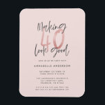 Ímã Glitter rosa feminino moderno e elegante aniversár<br><div class="desc">Fazer 40 parece um bom convite de aniversário brilhante. Texto de script moderno monocromático design. Parte de uma coleção.</div>