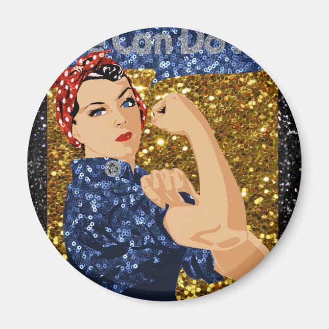 Imã glitter rosie, o rivete (Frente)