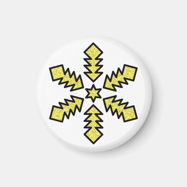 Imã Glitter Snowflake - Yellow Star (Frente)