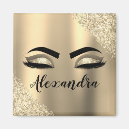 Imã Glitter Sparkle Eyelashes Dourado Nome do Monogram