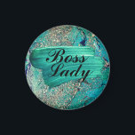 Imã Glittery Aqua Paint Strokes Lady<br><div class="desc">Uma pintura de abstrato com tons de turquesa com molas douradas onde no meio estão os traçados de pincel azul-aqua onde as palavras Senhora Boss são escritas onde você pode guardar como está ou personalizá-la com um nome,  logotipo ou letra.</div>