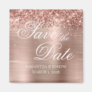 Imã Glittery Rose Gold Foil Salve a Data
