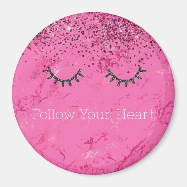 Imã Glitzy Black Eyelashes Rosa Marble Glitz (Frente)