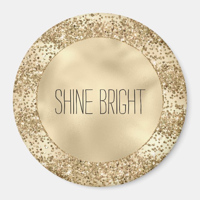 Imã Glitzy Dourado Brilho de Glitter Confetti (Frente)