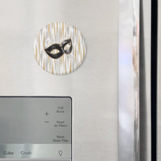 Imã Glitzy Gold Silver New Year Black Mask (In Situ (Fridge))