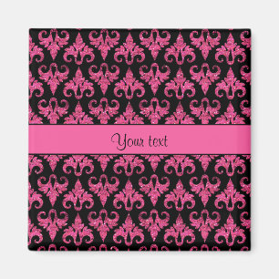 Imã Glitzy Sparkly Hot Pink Glitter Damask