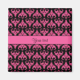 Imã Glitzy Sparkly Hot Pink Glitter Damask