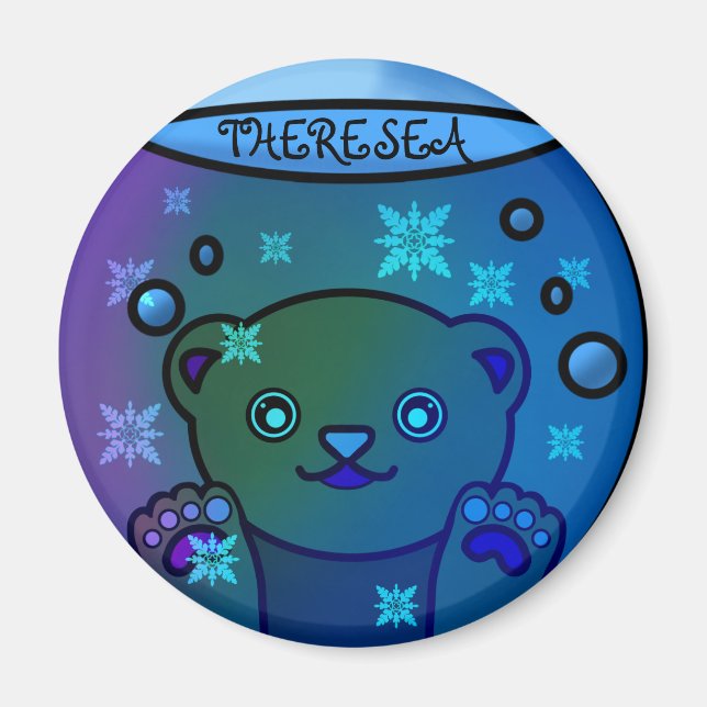 Imã Globo Adorável de Neve Polar (Frente)
