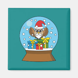 Imã Globo de Neve com Santa Claus Owl
