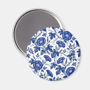 Imã Glórias Matutinas Azul Cobalto Branco Estilo Delft