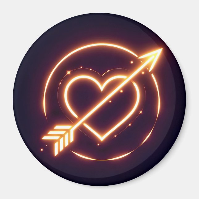 Imã glowing image of a heart with cupid's arrow (Frente)