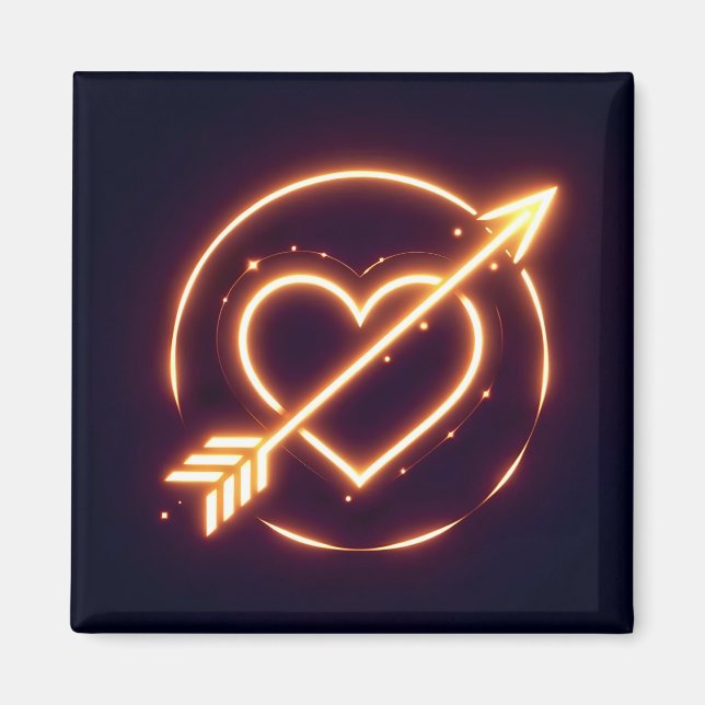 Imã glowing image of a heart with cupid's arrow (Frente)
