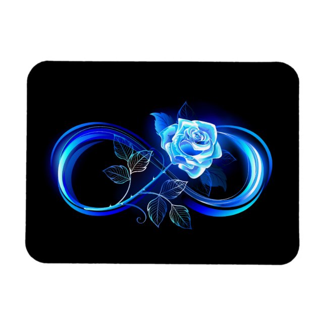 Ímã Glowing infinity with blue rose (Horizontal)