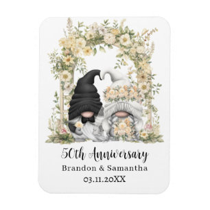 Ímã Gnome Cream Floral Arch 50º Aniversário de Casamen