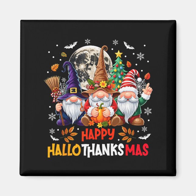 Imã Gnome Hallothanksmas Halloween Thanksgiving Christ (Frente)