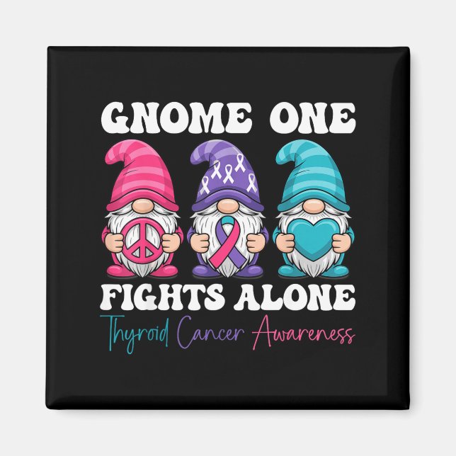 Imã Gnome One Fights Alone - Christmas Thyroid Cancer  (Frente)