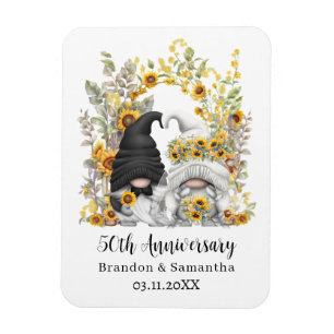 Ímã Gnome personalizado Girassol 50º aniversário de ca