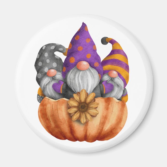 Imã Gnome Pumpkin Trio Magnet (Frente)