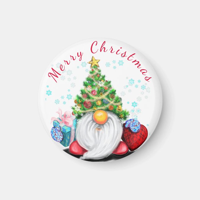 Imã Gnomo Bonito com o Magneta de Natal Dif (Frente)