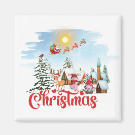 Imã Gnomo Bonito, Neve Celebrando Férias de Natal