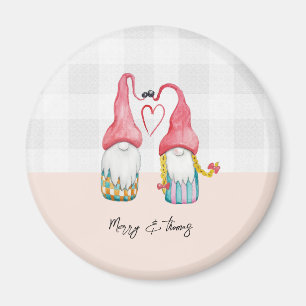 Imã Gnomo De Natal Em Amor Com Aquarela Monograma